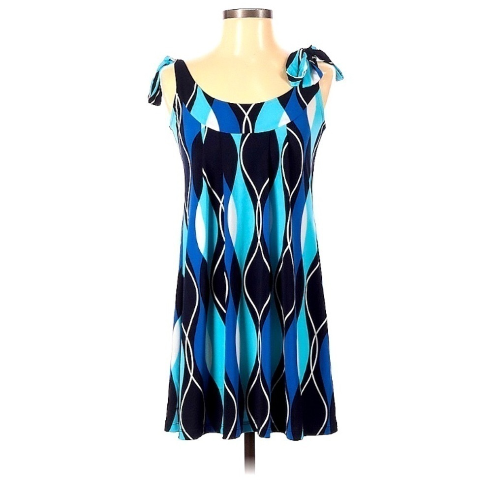 Guess retro cobalt blue print Casual mini Dress small